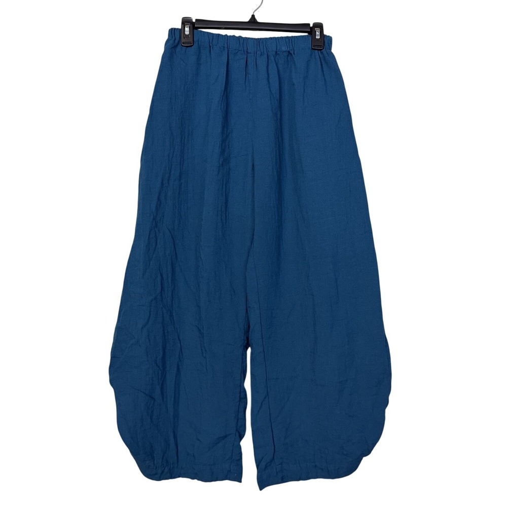 Eleven Stitch Design Cropped Barrel Leg Ballon Pants Sz M Blue Elastic Lagenlook